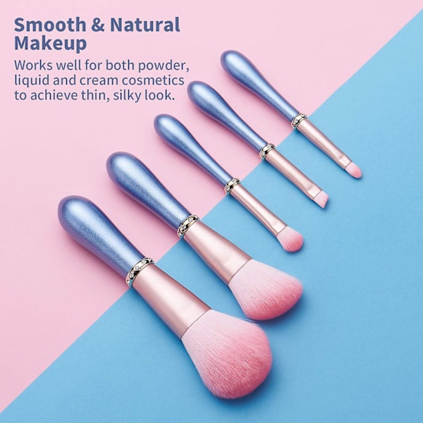 5-pack sminkborstar, Premium syntetiska sminkborste-set, Premium kontur, concealer, foundation, puder, ögonskugga, ögonbryn sminkborste-set för kvinnor