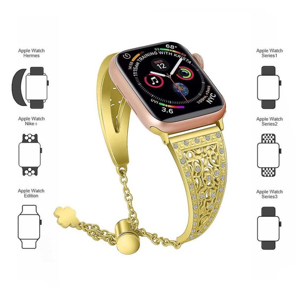 Kompatibel Kompatibel med Apple Watch Band 38 mm 42 mm kvinnor, unikt metallarmband