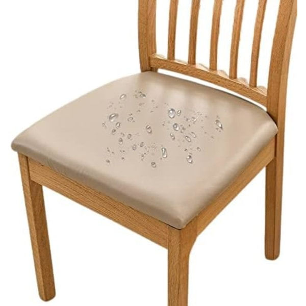 1 st Set Diningsstolsöverdrag Vattentätt Säte PU Läder Stolsöverdrag, Khaki Khaki Khaki