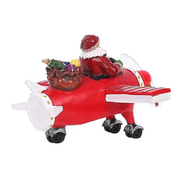 Byns tomte kör flygplan snöscen prydnader LED-ljus musik hus jul villa jul