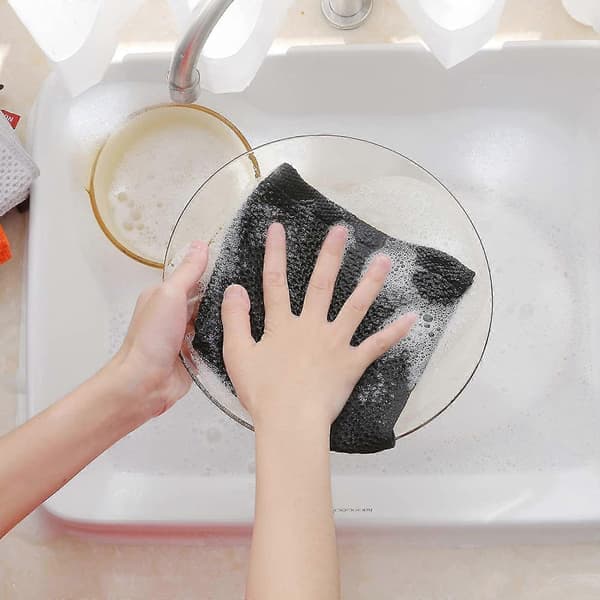 6-pak bomuldsvaffelvævede køkkenviskestykker, ultrabløde absorberende hurtigtørrende viskestykker sorte 34*34cm Black 34*34cm