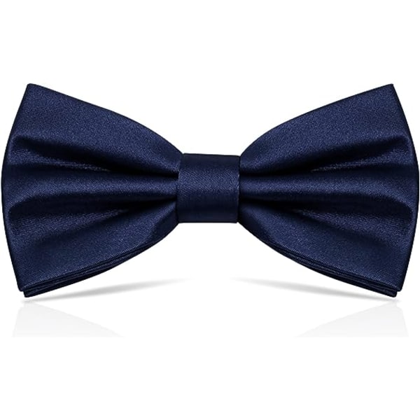 Förknuten fluga för män, Tux fluga justerbar formell fluga i satin för fest bröllop (marinblå)