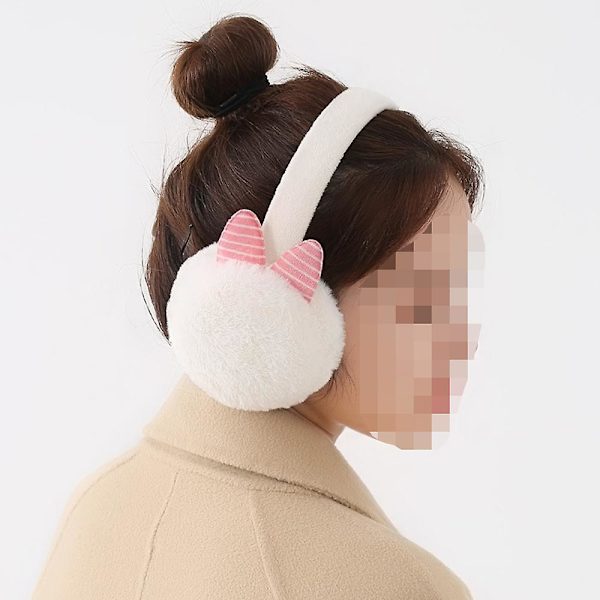 Väder Fluffiga Öronmuffar Vinter Varma Huvudband Söta Slouchy Öronvärmare Grå creamy-white