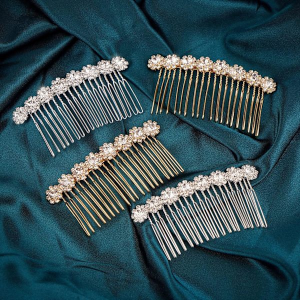 4 stk. Høj kvalitet legering diamant rhinestone blomst hår side kamme bryllup brude smykker hårklemmer til kvinder