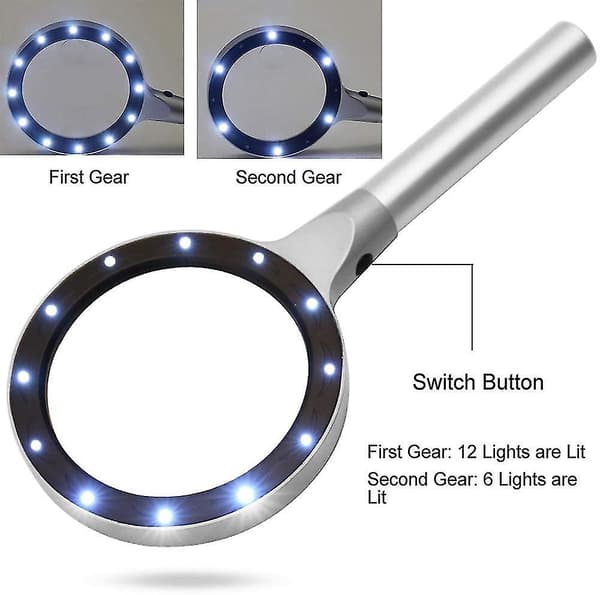 Upplyst Förstoringsglas 5x 10x Förstoringslupp