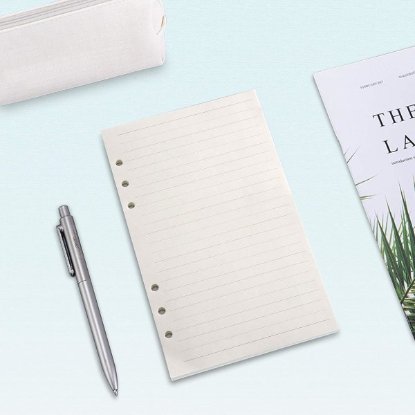 A6-påfyllningspapper, 3-pack 100GSM tjockt påfyllningsbart papper 6-håls fyllnadsblad Lösbladspåfyllning 135 ark (270 sidor)