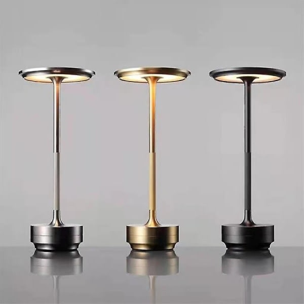 Trådløs bordlampe Dimbar vanntett metall USB oppladbare bordlamper -1 stk-WELLNGS Gold