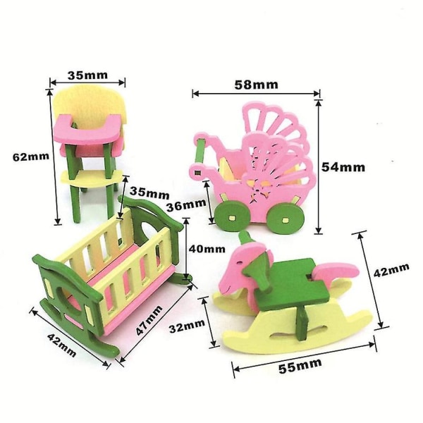 Baby Wooden Furniture Dolls House Miniature Child Play Toys Gifts #6