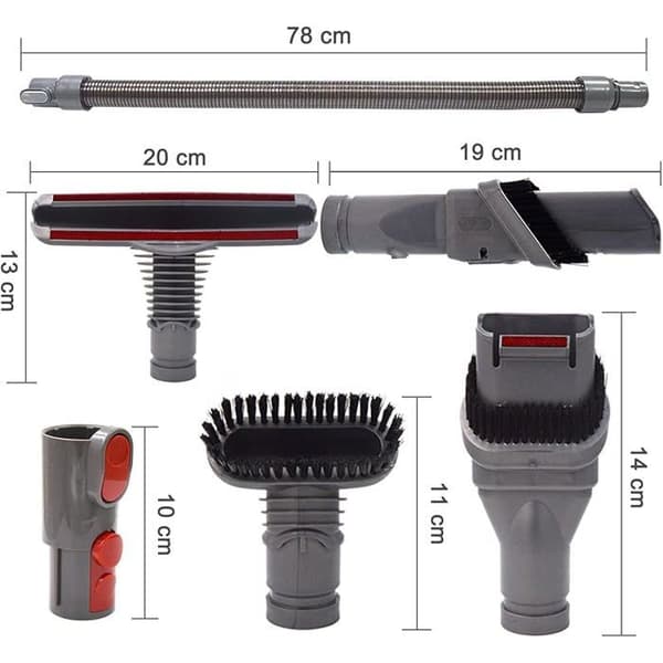 Børstesæt tilbehør med slange til Dyson V8 V7 SV11 støvsuger med adapter, Total Clean dele til Dyson V6 DC45 DC35 (6i1)