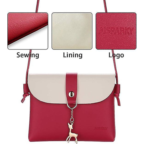 Lille Cross Body Taske til Piger Pu Læder Skuldertaske Cross Body Pung Gaver til Teenagere Piger big rose Red