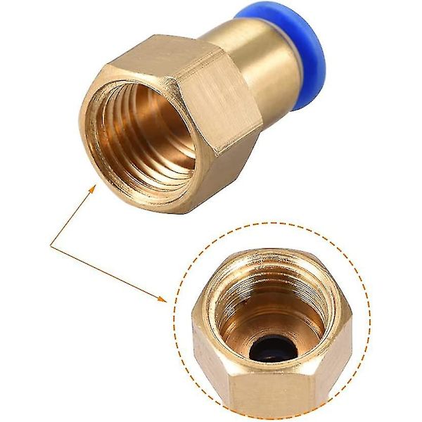 Trykkforbindelsesrørtilpasningsadapter 6mm rør ytre diameter x G1/4\" hunn rett pneumatisk tilkobling koble slangetilpasning 5stk (hy)