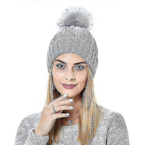 Unisex Stretch Satin Neulottu Pipo Fe Villa Lämmin Pipohattu Pipopipot Light Gray