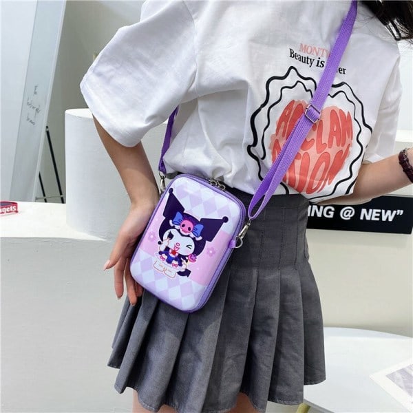 Sanrio Kuromi Messenger Bag för Kvinnor Anime Hårdskalväska 4