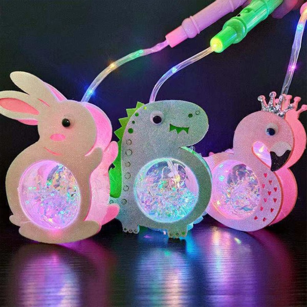 Lasten kädessä pidettävä LED-festivaalivalo värikäs ja vilkkuva sarjakuvalyhtylelu kahvatikulla lahja tytöille pojille A