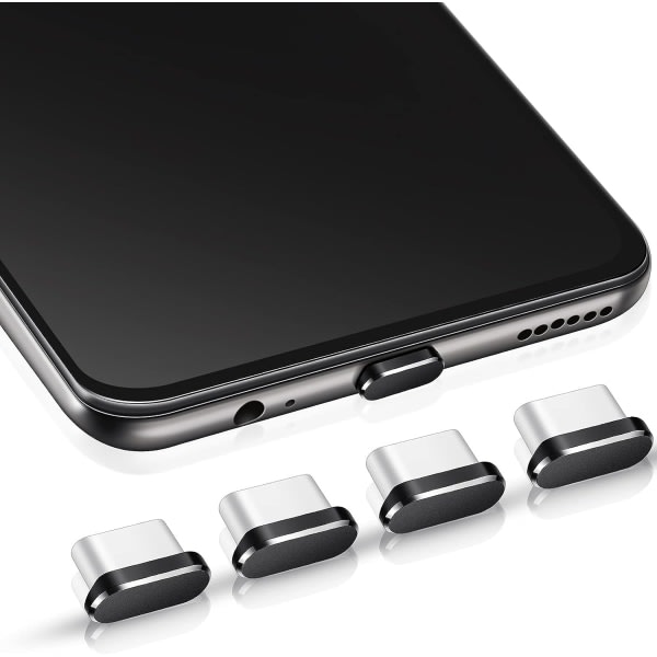 4 kappaletta (musta) USB C -pölypistokkeet Type-C -suojus Yhteensopiva