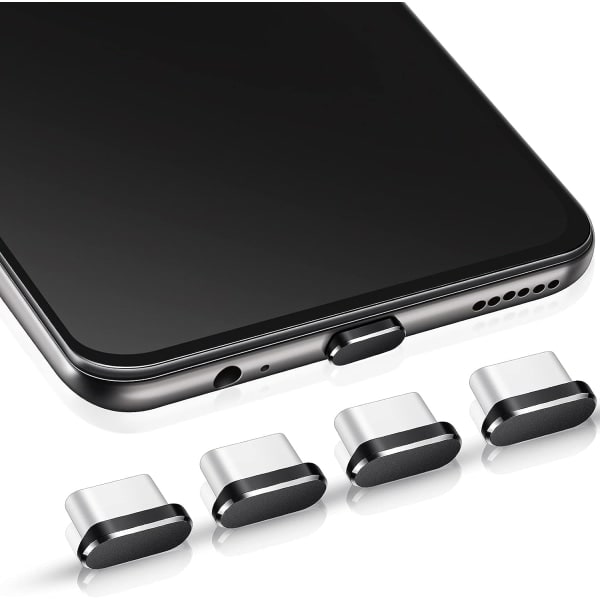 4 stk. (sort) USB C støvprop Type-C dæksel Kompatibel