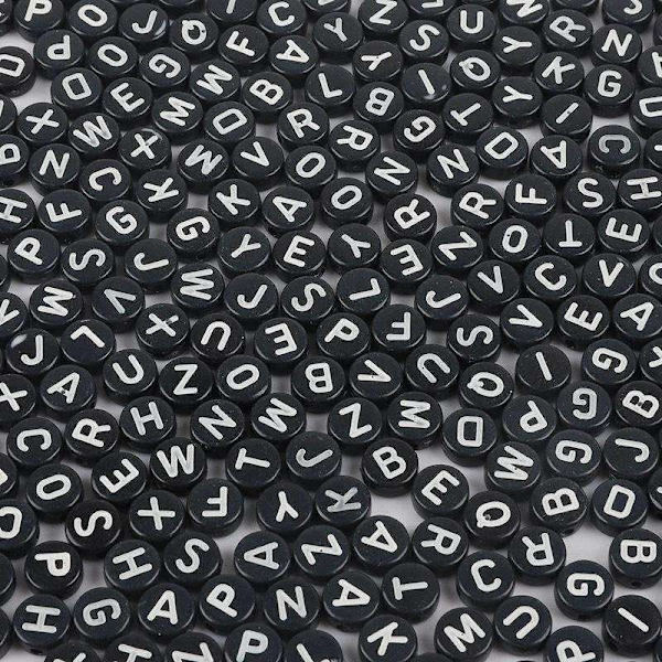 200st Bokstavspärlor, Bokstäver - 4x7mm - Vit white