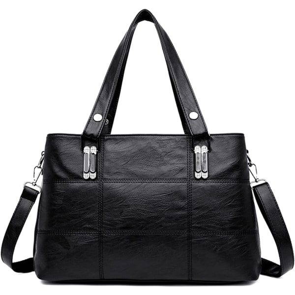 Handväskor för damer Top Handtag Läder Shoulder Crossbody-väskor Damväskor Messenger Designer Portmonnärer (svarta)