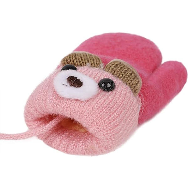 Toddler Magic Stretch Mittens Tjocka Plyschfodrade, Vinter Baby Boys Girls Stickade Vantar Varma Fluffiga Hel Fingerhandskar Kallt Väder Skidhandskar