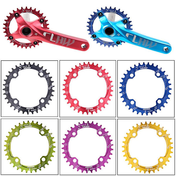 104bcd 32-42t Pyörän ketjupyörä Mtb Ketjupyörä Kapea Leveä Soikea Pyöreä Hammas Red 32T