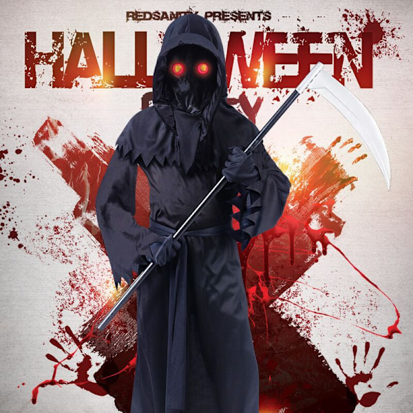 Nya Halloween-cosplaykläder för barn, dödsdräkt, cosplay-glasögon med belysning S 100-100CM