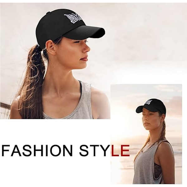 Dame Baseball Cap - Sommerfuglemønster Dame Baseball Cap Justerbar 100% Bomuld Peak Cap Golf Løbehat Udendørs Sports Caps til Kvinder UK Black One Size