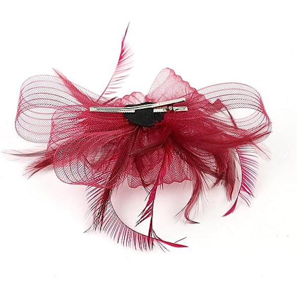 Elegant Fascinator Hat med Blomster til Bryllup, Fascinator Hovedbånd, Fjer, Flapper, Brud Hovedbeklædning, Hovedstykker, Pillbox Hat, Bowler Mini Top Hat