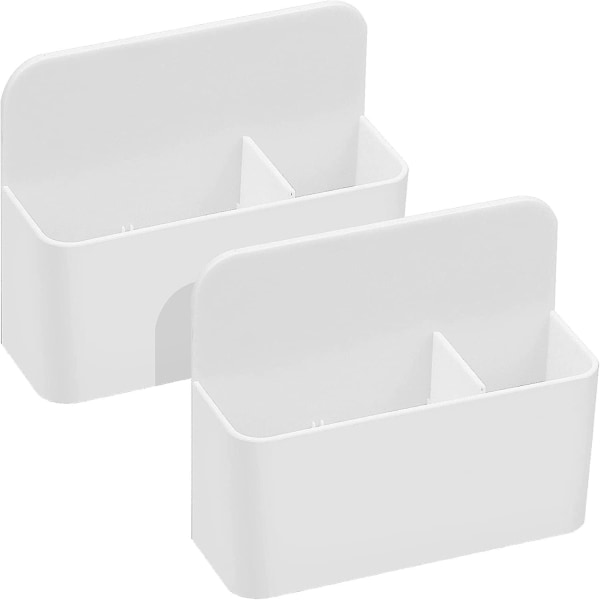2 stk magnetisk oppbevaringsboks, magnetisk penneholder Magnetisk tavle penneholder med rom for kjøleskap, tavle, skap (hvit)