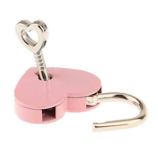 Lille Metal Hjerteformet Hængeslås, mini Lås Med Nøgle Til Smykkeskrin Dagbog Bog, Pink 3 Stk