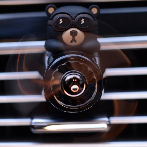 Auton raikastin, Pilot Bear -auton diffuusori pyörivällä potkurivalvimella, ilmanraikastin, aromaterapia, koristeet, auton lisävarusteet Cool Black