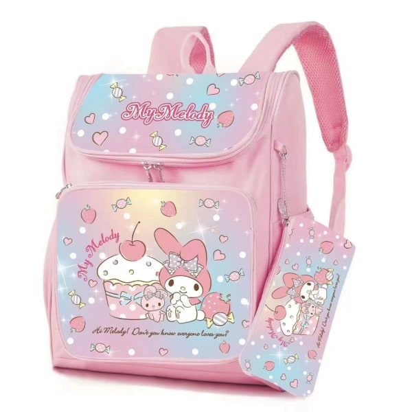 Uusi Sanrio-sarjan piirretty opiskelijareppu Kitty Kuromi anime-opiskelijan paperitavarat suuri koululaukku kotelolla 30*4*38cm - Täydellinen 4