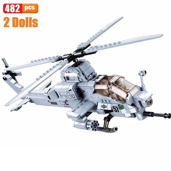 Sembo Block Helikopterit Hävittäjälohkot Military City Z-20 Utility Lentokone Armeija Pilot Figuuri Lentokone Rakennustiilet Lapset Toymini J-15 Fighter No Box AH-1Z Viper