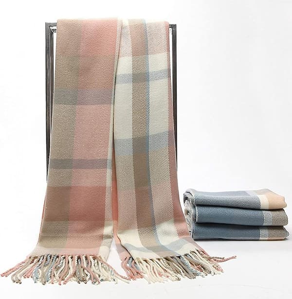 Vinterhalsduk för damer, stor storlek, rutig, tartan