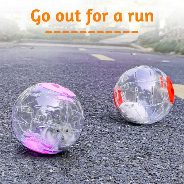2-pack hamsterbollar, 12 cm hamster löpboll, transparent löpboll för hamstrar, rosa