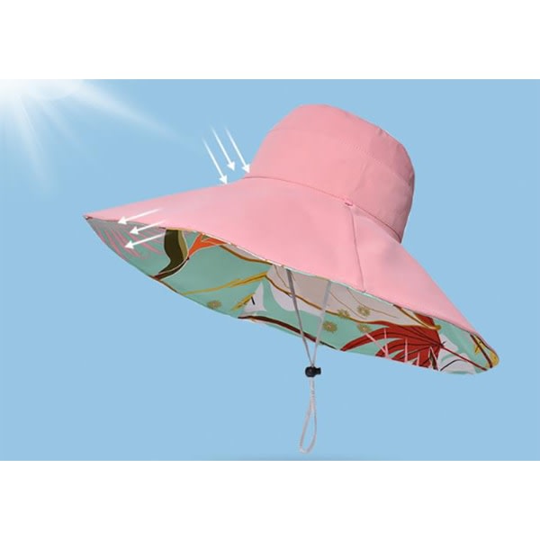 Fiskehatt Solhatt med Hevet Stekt Bøttehatt for Kvinner 1 Reversibel Hatt Utendørs Strand Camping Reise Fotturer pink