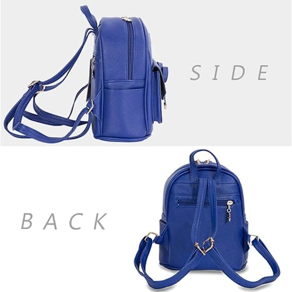 Kvinnor Ryggsäck Mini Ryggsäckar Flickor Rosett PU Läder Ryggsäck Handväska Söta Axelväskor Ryggsäck för Damer Liten Ryggsäck Tonåringar blue