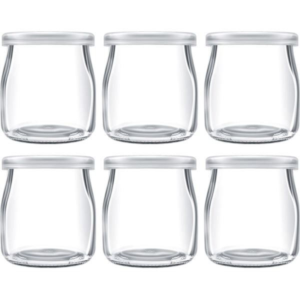 200ml Yoghurtpudding Glasburkar med Plastlock Mini Kopp Små Glasflaskor (6)
