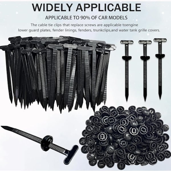 200 stk. kabelbindere nylon lynlås quick release til bilreparation - plastikclips universal
