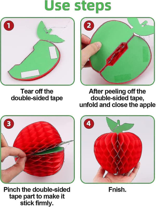 10-pack honungskaka silkespapper äpple, hängande pappersfruktdekoration för skolan