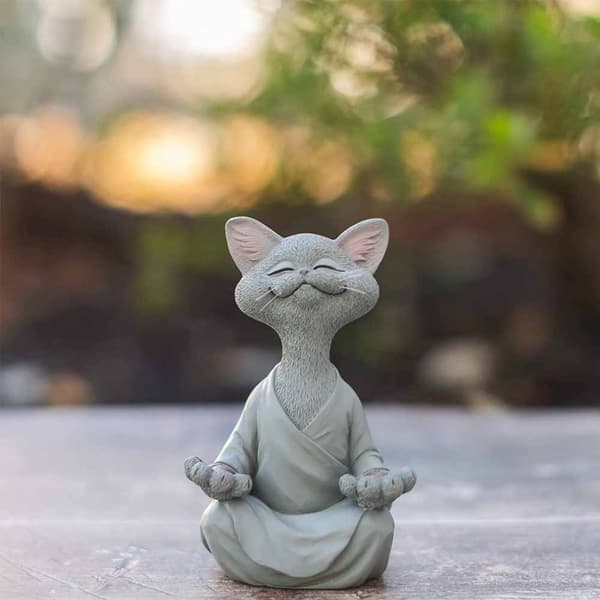 Buddha kattefigur meditation yoga samlerobjekt gave til kat 18 CM