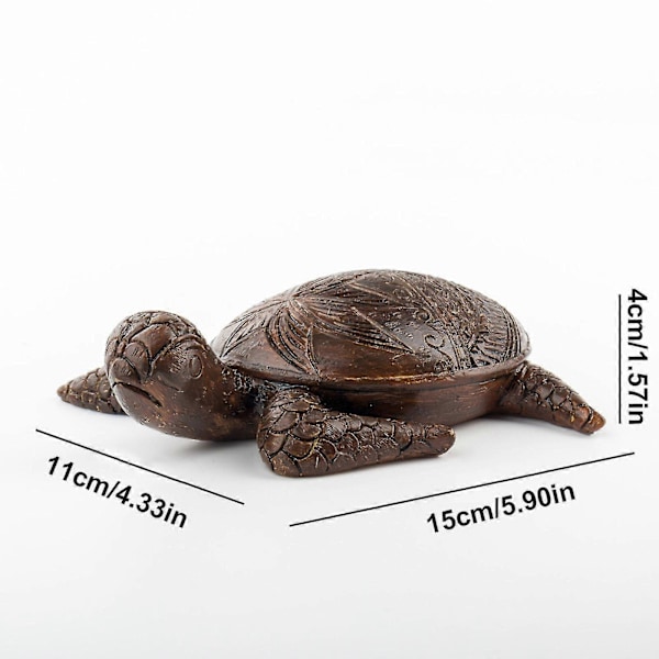 Hawaiianska Sköldpaddor Handgjord Staty Djur Resin Trädgårdsdekorationer Träsnideri Dekor Round Sea Turtle