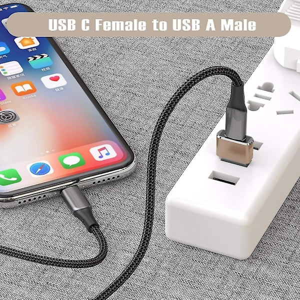 Usb C-hona till Usb-hane Adapter 2-pack, typ A Laddningskabeladapter för Iphone