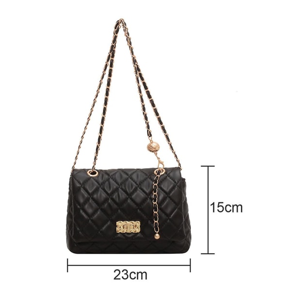 Dam axelväska mode clutch handväska quiltad designer crossbody väska med kedjerem black