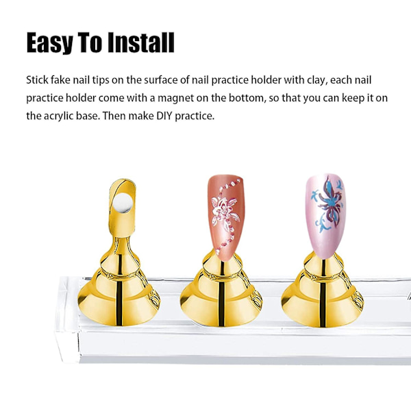 4 set nagelställ för press on naglar display, magnetisk falsk nagelhållare för målningsnaglar övningar, nybörjare akryl nagelkonst kit tillbehör, nagel