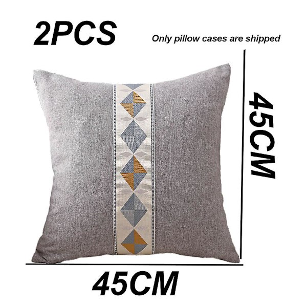 2 st geometrisk broderi etnisk stil linne modern enkel kudde gul 45*45cm 45*45cm gray