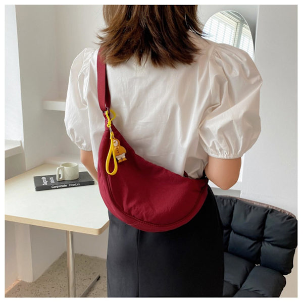 Förvaringsväskor Dam Nylon Halvmåne Crossbody Väska Liten Axelväska Handväska Pack Lätt Sling Väska Skolväska Dagsväska Lämplig För Skola Sport Fritid Resor Red