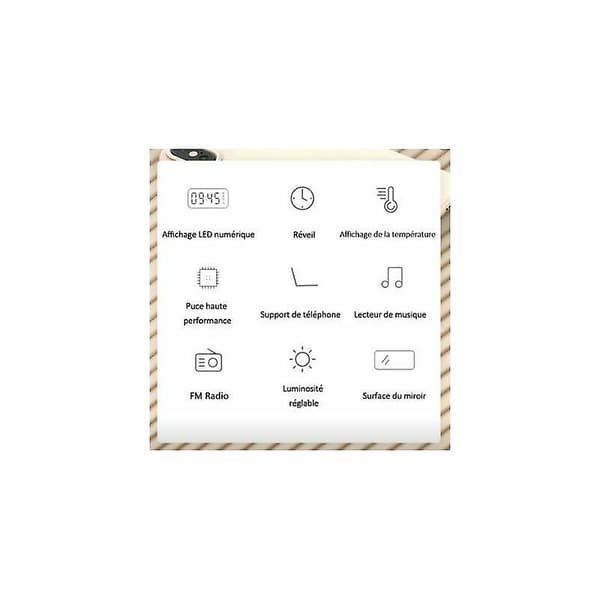 Monitoimikello Bluetooth-kaiuttimella, FM-radio, digitaalisella peiliherätyskellolla