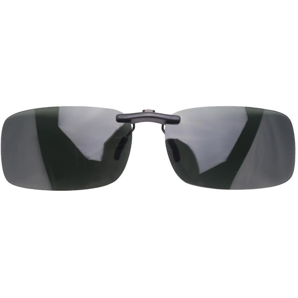 Unisex klare mørkegrønne polariserte solbriller med klips på briller