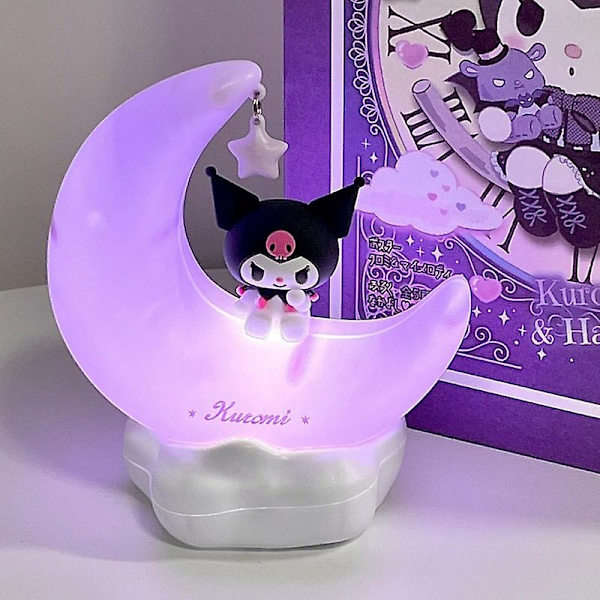 Sanrio Måne LED Lys Anime Kuromi Cinnamonroll Kawaii Tilbehør Ornament Skønhed Soveværelse Natlys Sengelampe Dekoration Kuromi with box