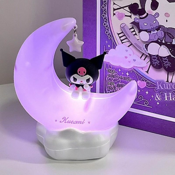Sanrio Moon Led Light Anime Kuromi Cinnamonroll Kawaii Accessoarer Ornament Skönhet Sovrum Nattljus Sänglampa Dekoration Kuromi with box